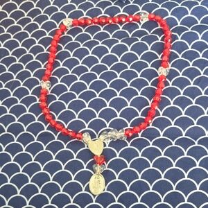 Vintage Handmade Italy Jesus Heart Beaded Necklace with Red Beads 💫